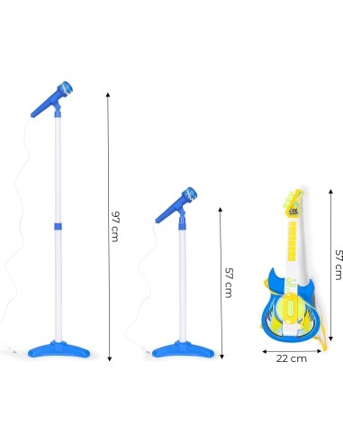 Electric guitar set microphone tripod for kids mp3 - blue