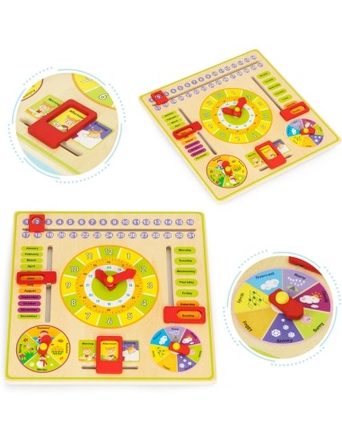 Wooden educational board manipulative calendar clock ECOTOYS