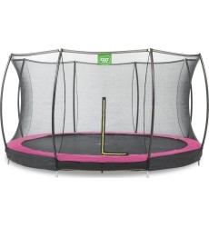 EXIT Silhouette ground trampoline ø366cm with safety net - pink Outdoor Round Coil spring Sunken trampoline