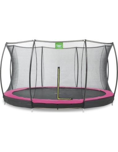 EXIT Silhouette ground trampoline ø366cm with safety net - pink Outdoor Round Coil spring Sunken trampoline