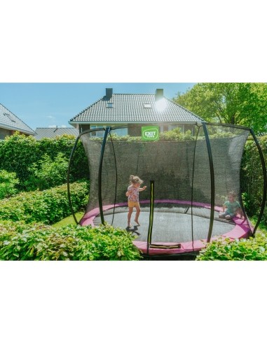 EXIT Silhouette ground trampoline ø366cm with safety net - pink Outdoor Round Coil spring Sunken trampoline