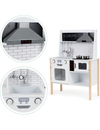 Wooden kitchen for kids + sounds lights ECOTOYS