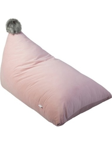 Pouf Bag Misioo - Baby Bag, Pink/Grey Pom Pom