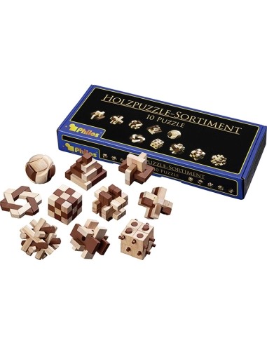 Game Philos Wooden Puzzle Assortment, 10 Puzzles 6922