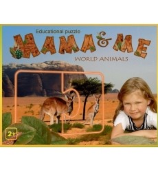 Educational puzzle Mama & me, World animals , 2+