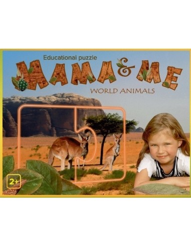 Educational puzzle Mama & me, World animals , 2+