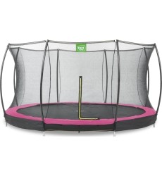 EXIT Silhouette ground trampoline ø427cm with safety net - pink Outdoor Round Coil spring Sunken trampoline