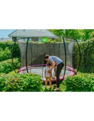 EXIT Silhouette ground trampoline ø427cm with safety net - pink Outdoor Round Coil spring Sunken trampoline