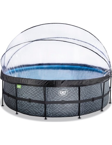 EXIT Stone pool ø450x122cm with dome and sand filter pump - grey