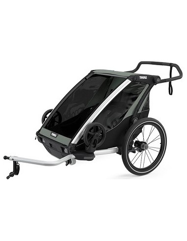 Multi-Sport dvračio priekaba, vežimėlis vaikui Thule Chariot Lite Agave Green, dvivietis