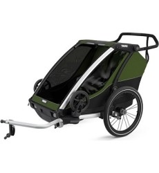 Multi-Sport dviračio priekaba, vežimėlis vaikui Thule Chariot Cab Aluminium/Cypress Green, dvivietis