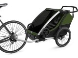 Multi-Sport dviračio priekaba, vežimėlis vaikui Thule Chariot Cab Aluminium/Cypress Green, dvivietis