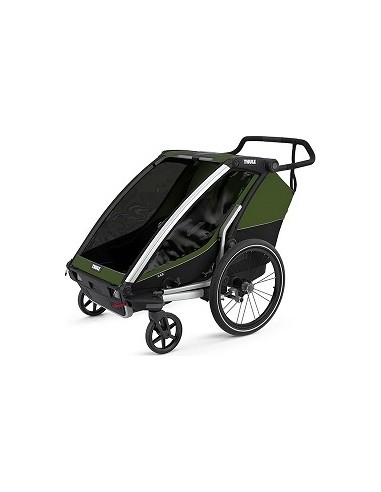 Multi-Sport dviračio priekaba, vežimėlis vaikui Thule Chariot Cab Aluminium/Cypress Green, dvivietis