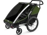 Multi-Sport dviračio priekaba, vežimėlis vaikui Thule Chariot Cab Aluminium/Cypress Green, dvivietis