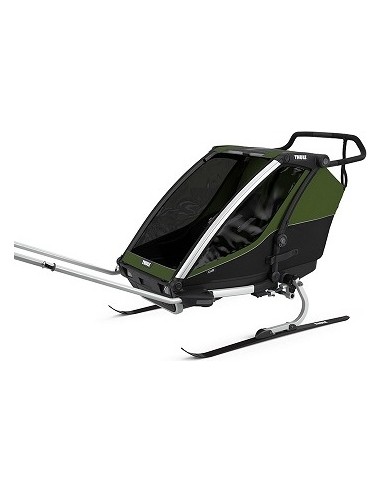 Multi-Sport dviračio priekaba, vežimėlis vaikui Thule Chariot Cab Aluminium/Cypress Green, dvivietis