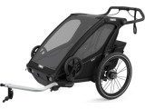 Multi-Sport dviračio priekaba, vežimėlis vaikui Thule Chariot Sport Midnight Black on Black, dvivietis