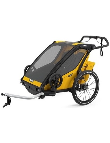 Multi-Sport dviračio priekaba, vežimėlis vaikui Thule Chariot Sport Black/Spectra Yellow, dvivietis
