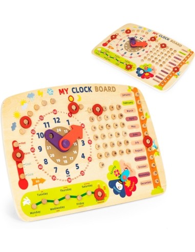 Wooden manipulative board for children calendar clock ECOTOYS