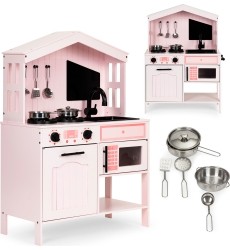 Wooden kitchen for kids oven burners microwave accessories ECOTOYS