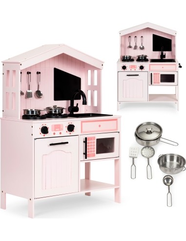 Wooden kitchen for kids oven burners microwave accessories ECOTOYS