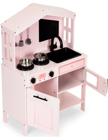 Wooden kitchen for kids oven burners microwave accessories ECOTOYS