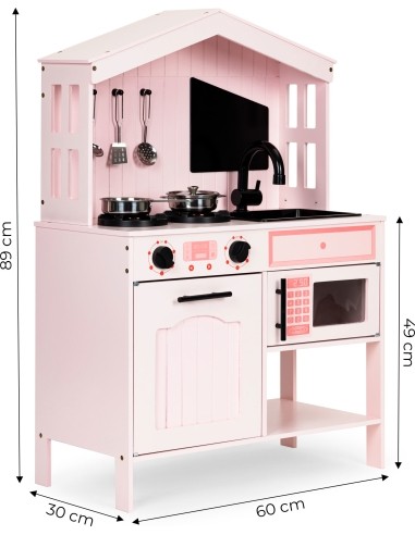 Wooden kitchen for kids oven burners microwave accessories ECOTOYS