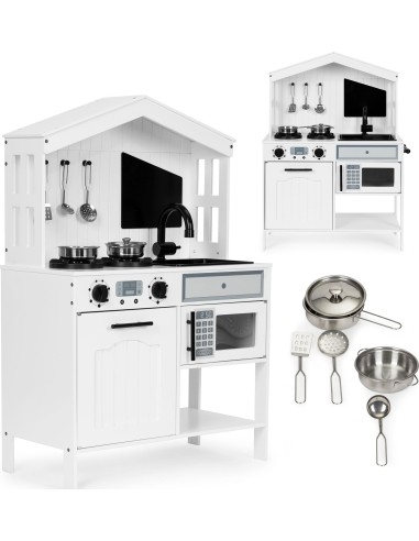 Wooden kitchen for kids oven burners microwave accessories ECOTOYS