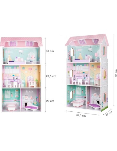 Wooden Dollhouse Ecotoys Blueberry Residence