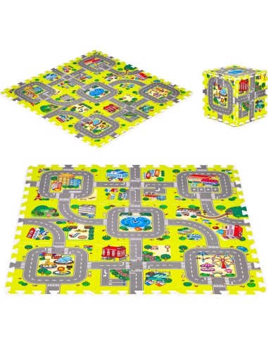 Foam mat for children city 9 elements 90,5x90,5cm IPLAY