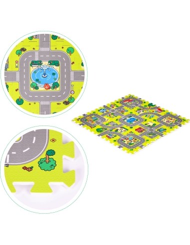 Foam mat for children city 9 elements 90,5x90,5cm IPLAY