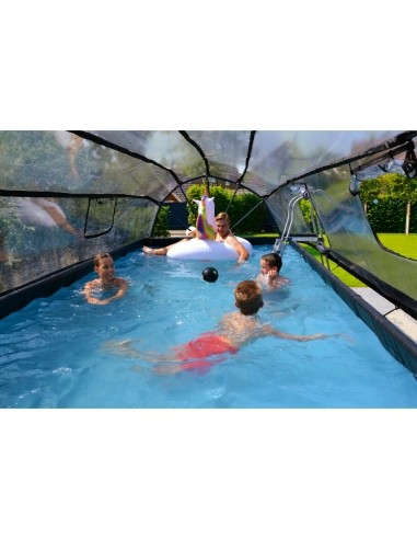 EXIT Wood pool 540x250 cm with dome and sand filter pump - brown Framed pool Rectangular 12600 L