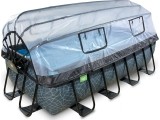EXIT Stone pool 400x200 cm with dome and sand filter pump - grey Framed pool Rectangular 7020 L