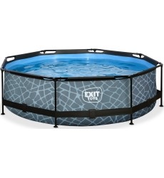 EXIT Stone pool ø300x76cm with filter pump - grey