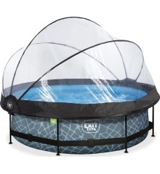 EXIT Stone pool ø300x76cm with dome and filter pump - grey
