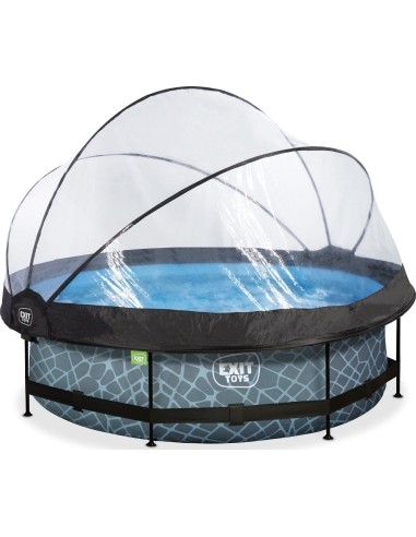 EXIT Stone pool ø300x76cm with dome and filter pump - grey