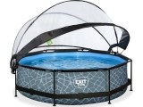 EXIT Stone pool ø300x76cm with dome and filter pump - grey