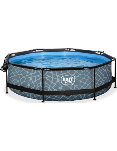 EXIT Stone pool ø300x76cm with dome and filter pump - grey