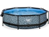 EXIT Stone pool ø300x76cm with dome and filter pump - grey