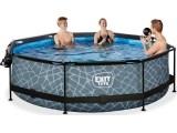EXIT Stone pool ø300x76cm with dome and filter pump - grey