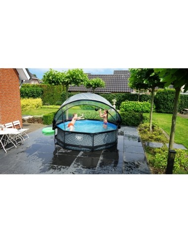 EXIT Stone pool ø300x76cm with dome and filter pump - grey
