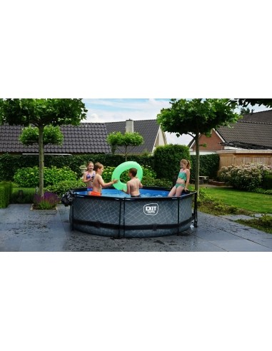 EXIT Stone pool ø300x76cm with dome and filter pump - grey