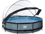 EXIT Stone pool ø360x76cm with dome and filter pump - grey