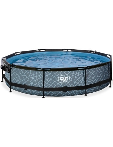EXIT Stone pool ø360x76cm with dome and filter pump - grey