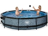 EXIT Stone pool ø360x76cm with dome and filter pump - grey