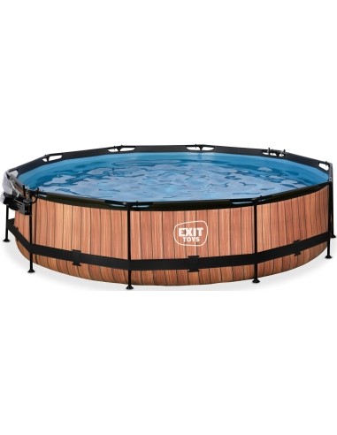 EXIT Wood pool ø360x76cm with dome and filter pump - brown