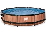 EXIT Wood pool ø360x76cm with dome and filter pump - brown
