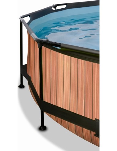 EXIT Wood pool ø360x76cm with dome and filter pump - brown