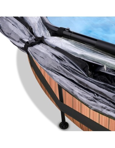 EXIT Wood pool ø360x76cm with dome and filter pump - brown