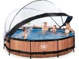 EXIT Wood pool ø360x76cm with dome and filter pump - brown