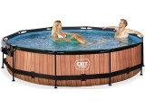 EXIT Wood pool ø360x76cm with dome and filter pump - brown